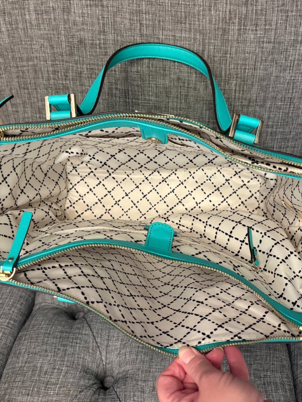 Kate Spade New York Newbury Lane Cadene Satchel Tote Turquoise - Picture 4 of 4